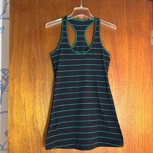 Lululemon striped athletic long tank top navy blue